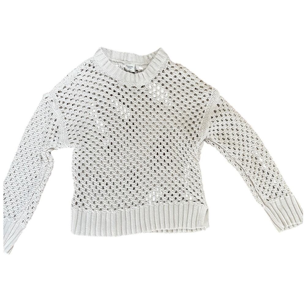 Abercrombie Open Crochet Sweater Ivory Cream Size S Cropped Pullover
